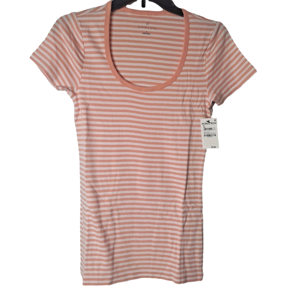 NWT Caslon Pink Striped T-shirt Size Medium
